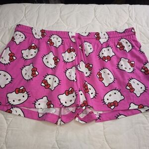 Hello Kitty Pink Graphic Lounge Shorts XL‎ Sanrio Drawstring Elastic Waist